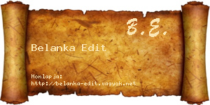 Belanka Edit névjegykártya